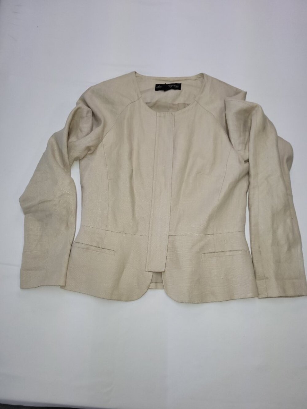 Saudra Angelucci Beige Open Front Blazer Jacket size 36 - Picture 4 of 9